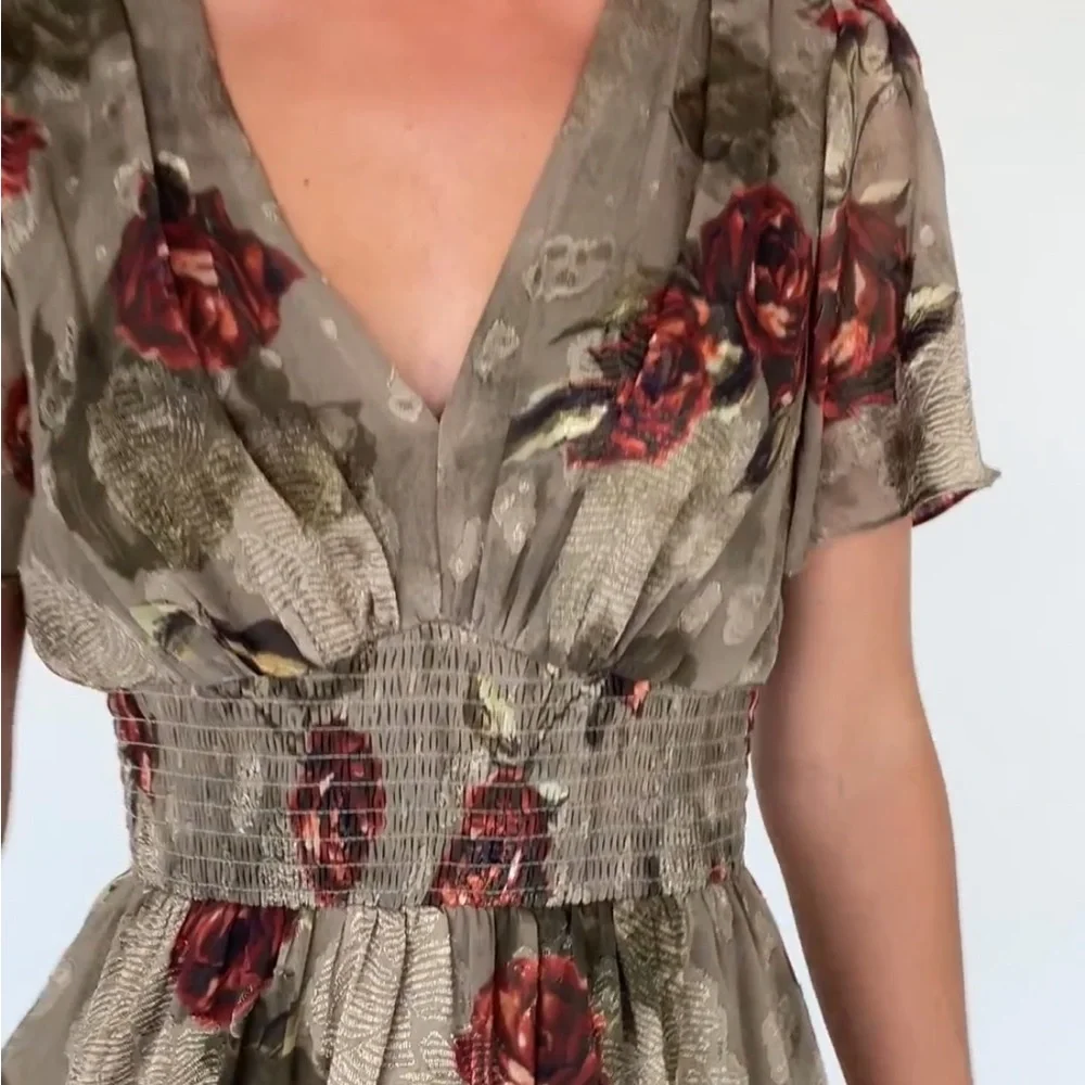 Baltic Born Floral Maxi Dress in Olive and Red - Picture 6 of 7
